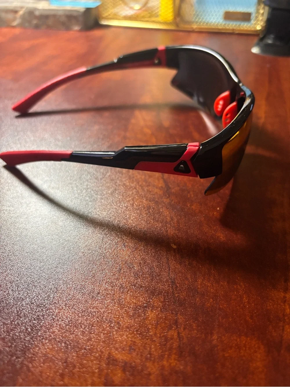 Polarized Sport Sunglasses Red Mirror Wrap UV400 Cycling Running Golf Black Red